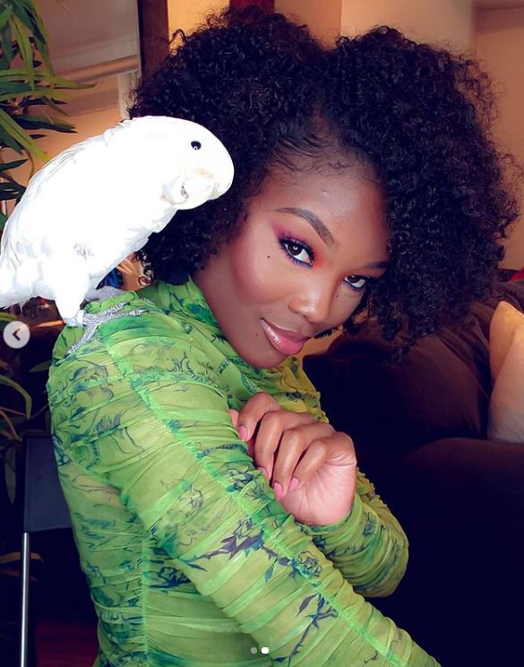 Melinda Melrose with her pet bird