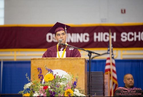 Miguel Angel Garcia photographed on his graduation day