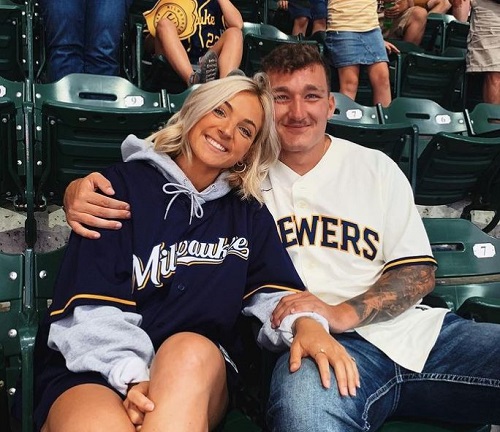 Miranda Baker was photographed with her boyfriend while watching baseball match