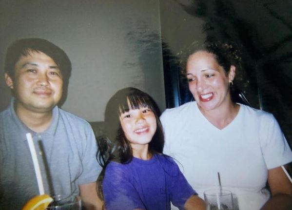 Mochizuki with her parents