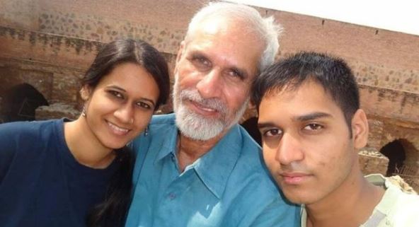 Natasha Narwal with her father Natasha Narwal and brother Aakash Narwhal