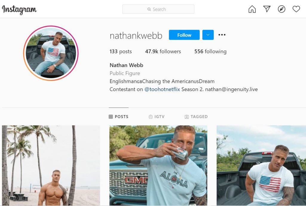 Nathan Webb has 47.9k followers on his Instagram account