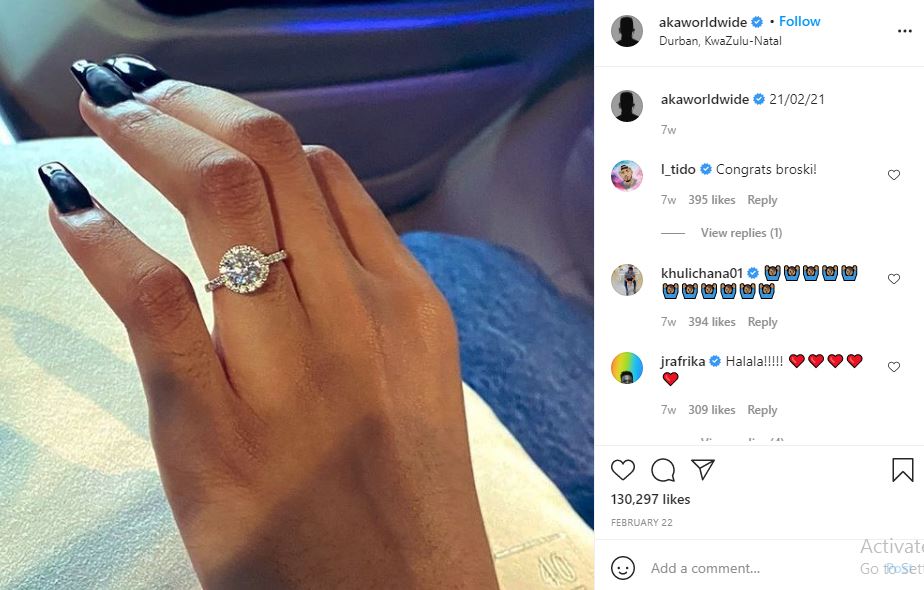 Nellie Tembe's engagement ring