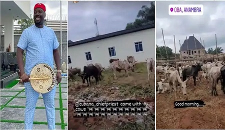 Obi Cubana's friend Cubana High Priest has gifted him 46 cows for his mother Ezinne Uche Iyiiegbu's burial