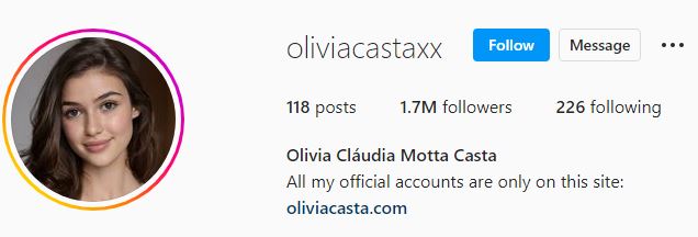 Olivia's Instagram account