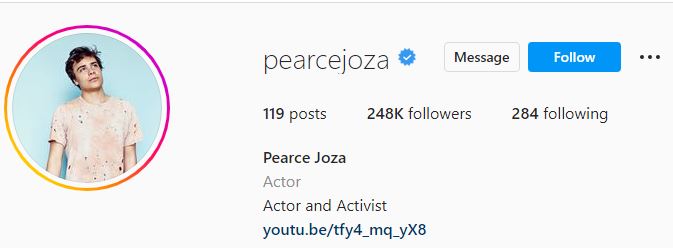 Pearce's Instagram account