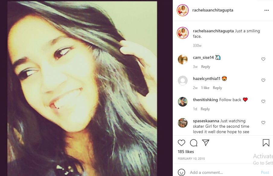 Rachel Saanchita Gupta's first Instagram post