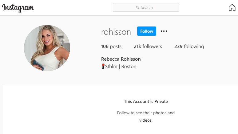 Rebecca Rohlsson's Instagram account