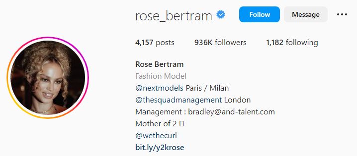 Rose's Instagram account