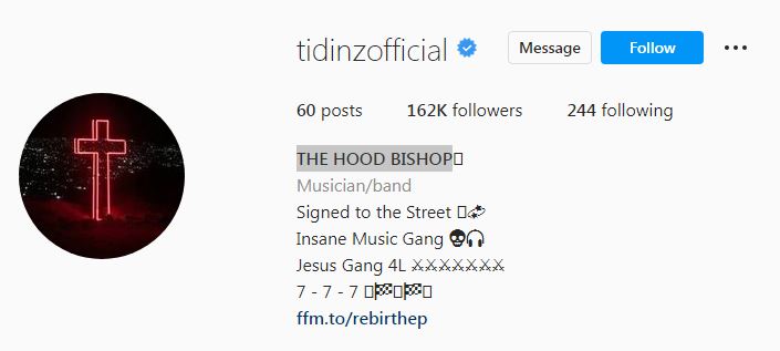 Tidinz's Instagram account