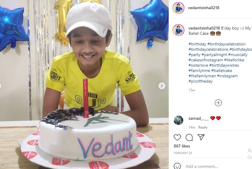 Vedant Sinha celebrating his 12th birthday