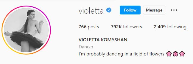 Violetta's Instagram account